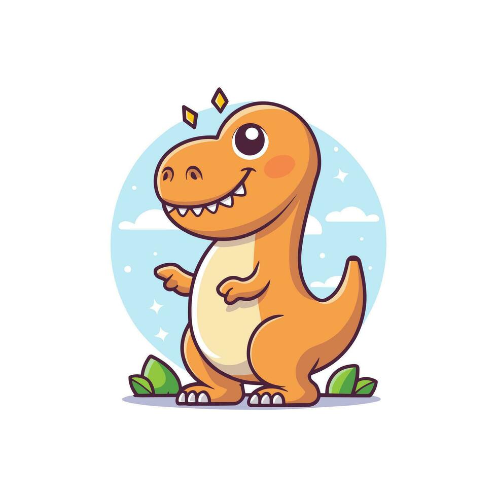 schattig oranje dinosaurus vector illustratie