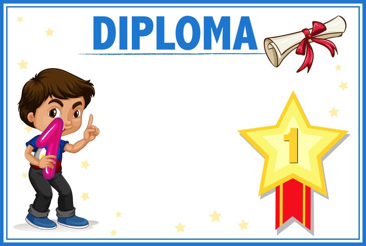Diploma met jongensconcept vector