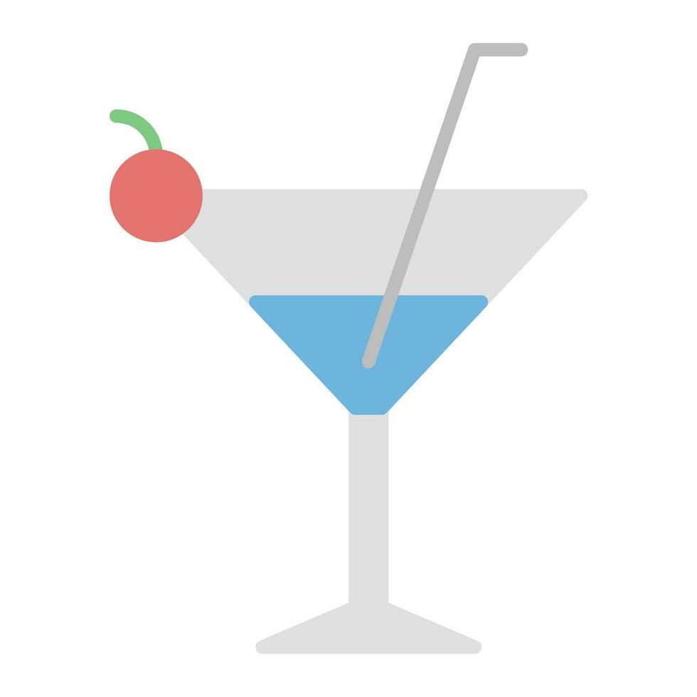 cocktail drinken icoon vector of logo illustratie vlak kleur stijl