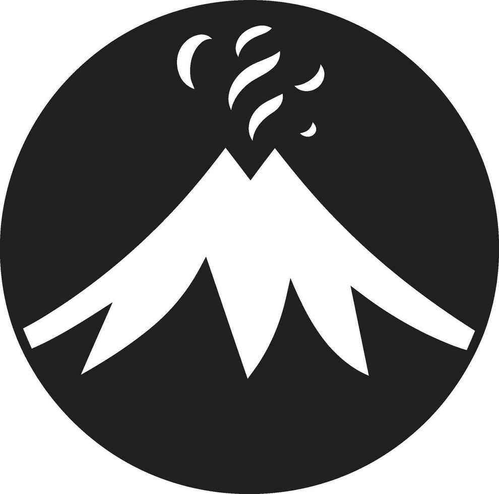 majestueus woede vulkaan berg zwart vector embleem dynamisch pieken zwart vector logo voor vulkanisch majesteit