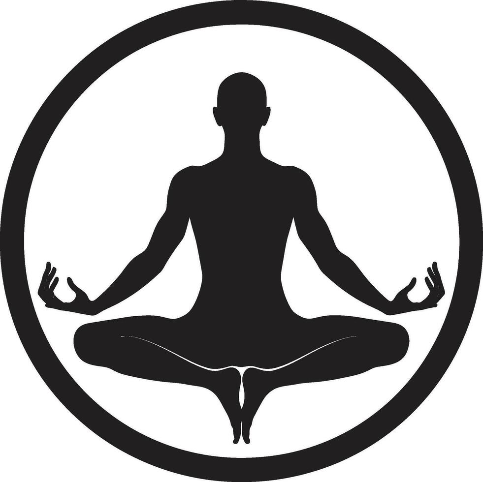 zalig bindt zwart logo met sereen yoga vrouw stralend ritme yoga houding vrouw vector