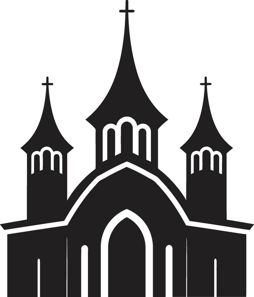 vroom pijlers iconisch kerk embleem bouwkundig majesteit kerk icoon ontwerp vector