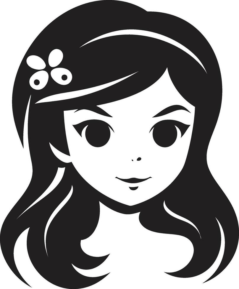 bevallig uitdrukking iconisch meisje gezicht Mark boeiend schoonheid meisje gezicht logo symbool vector