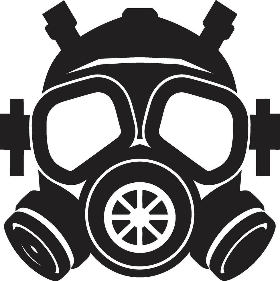 vallen van de avond voogd zwart gas- masker embleem symbool stealth verdediger gas- masker vector icoon