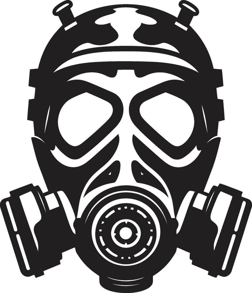 noir beschermer zwart gas- masker embleem icoon donker verdediger vector gas- masker embleem ontwerp