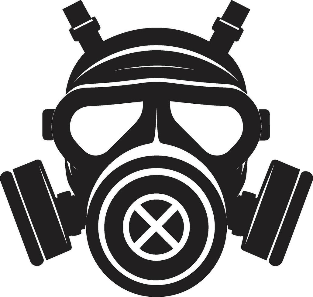 noir schild zwart gas- masker embleem ontwerp donker verdediger vector gas- masker icoon symbool