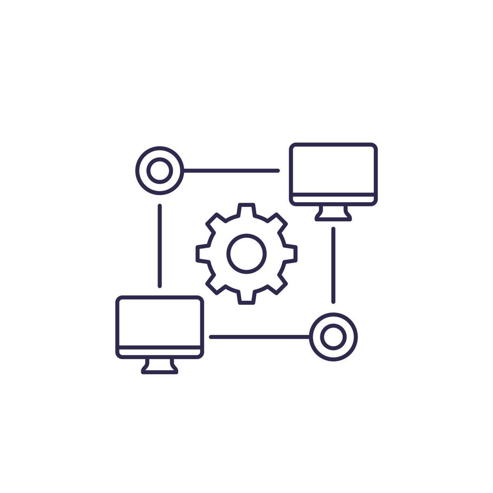 computernetwerk, internettechnologieën vectorlijnpictogram vector