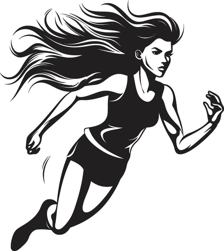 vloeistof genade zwart vector logo voor rennen vrouw bevallig prestatie zwart vector icoon voor vrouw rennen