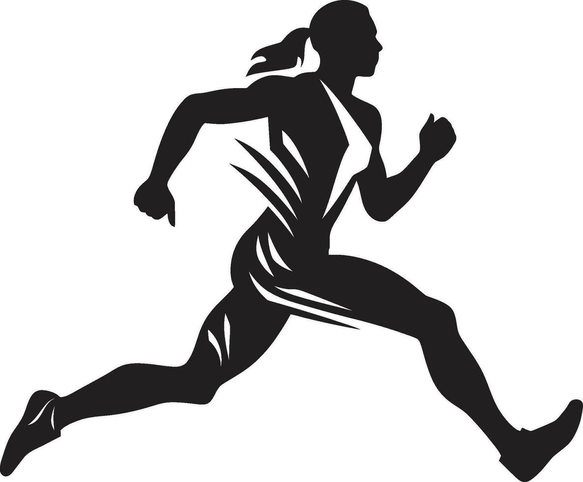 monochroom marathonloper insigne energiek dame sprint Mark vector