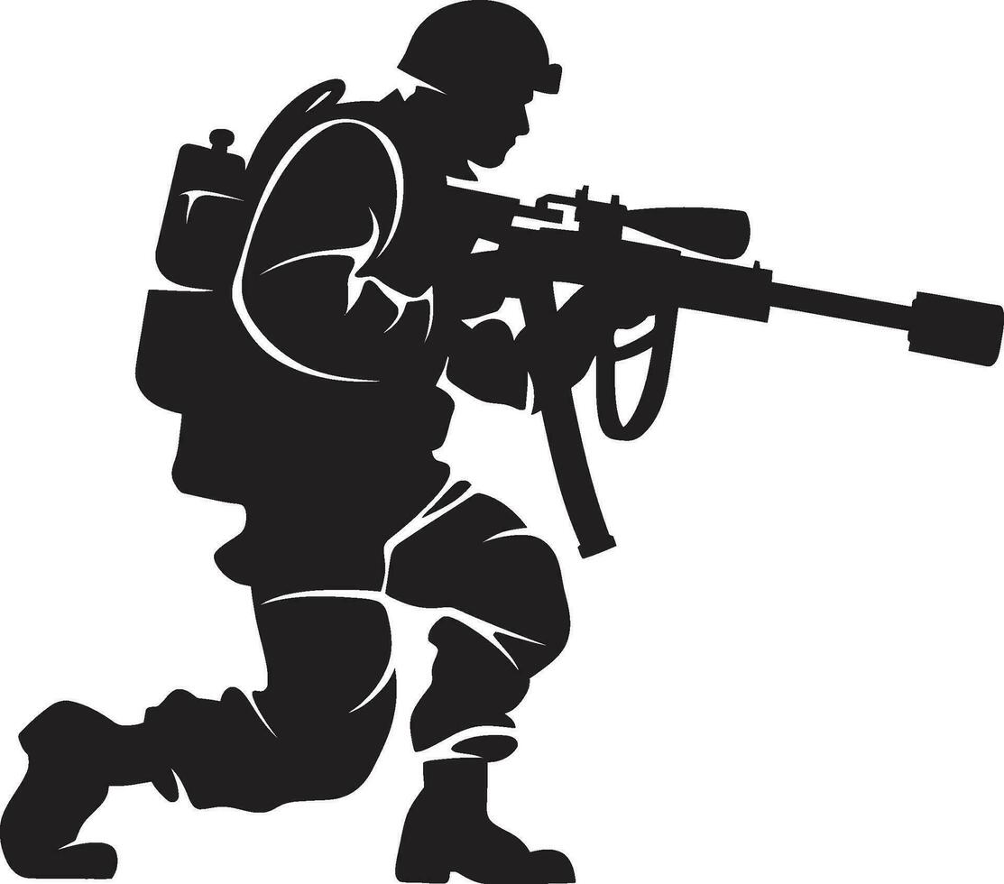 krijgerswoede soldaat schieten raket embleem raketprecisie zwart vector soldaat icoon