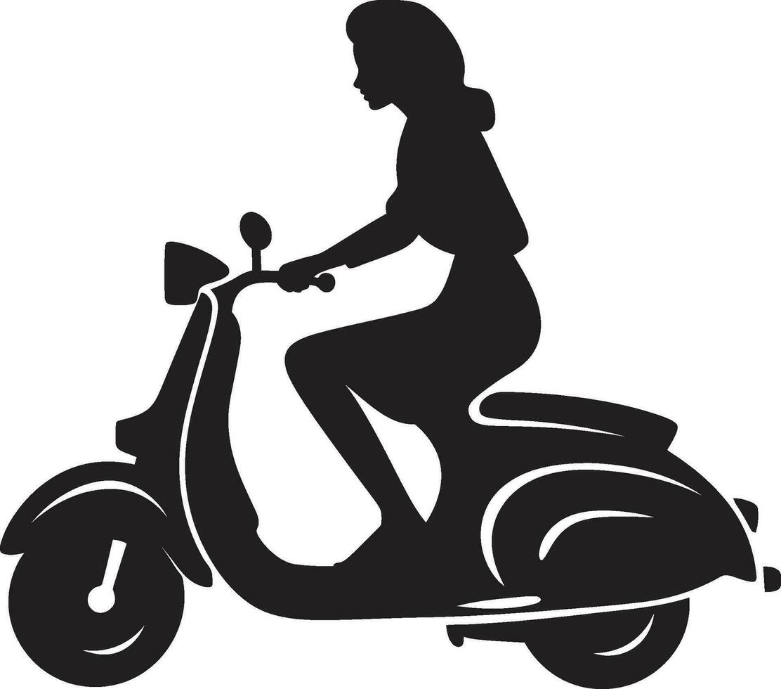 stedelijke glamourreis scooter icoon stijlstraatrit zwart vector logo