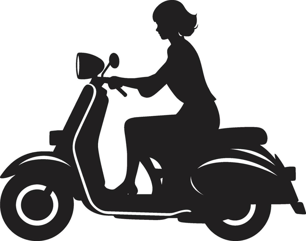 stedelijke glamourreis scooter icoon stijlstraatrit zwart vector logo