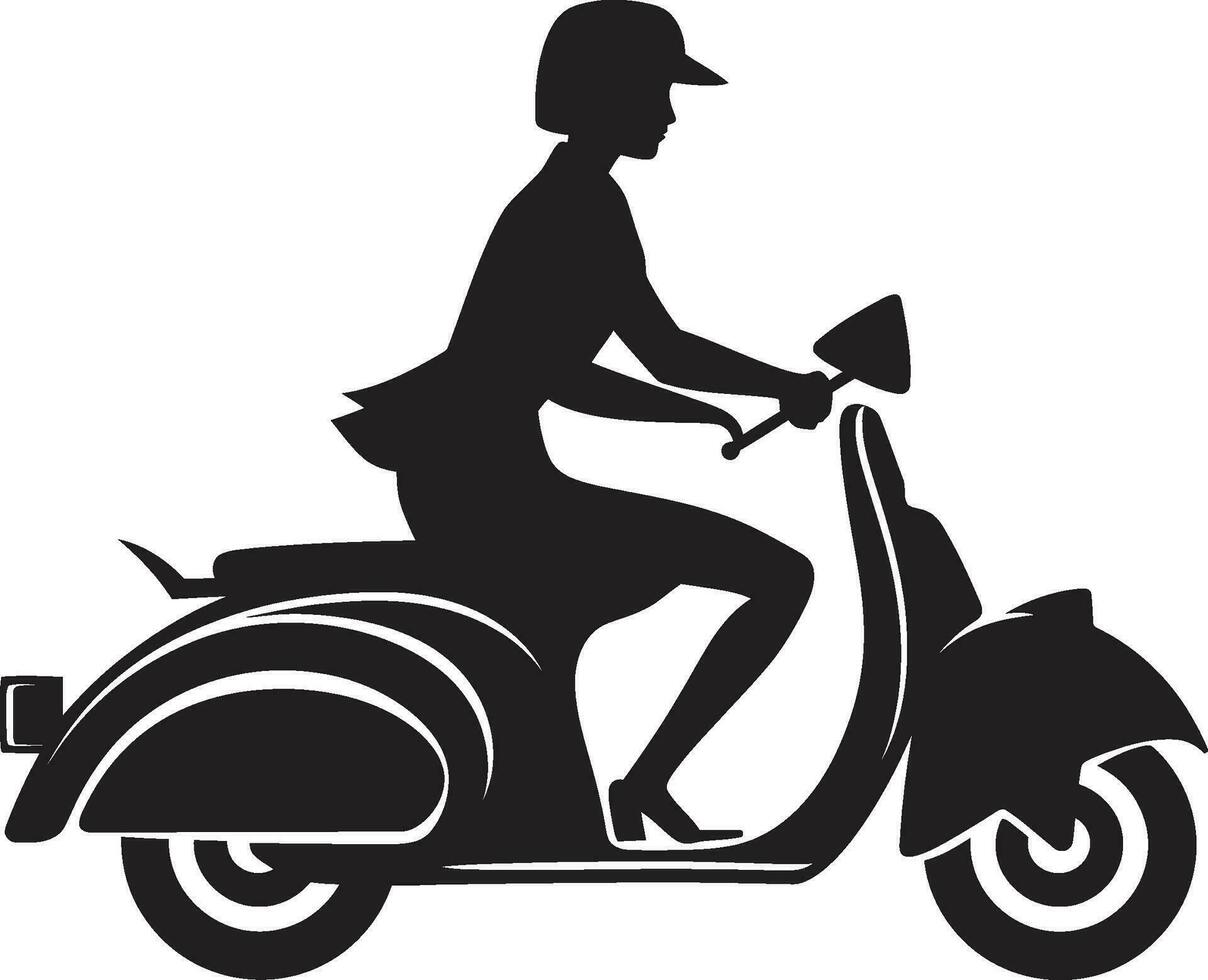 stadsgezicht mobiliteit zwart vector ontwerp fashionista scoot scooter vector icoon