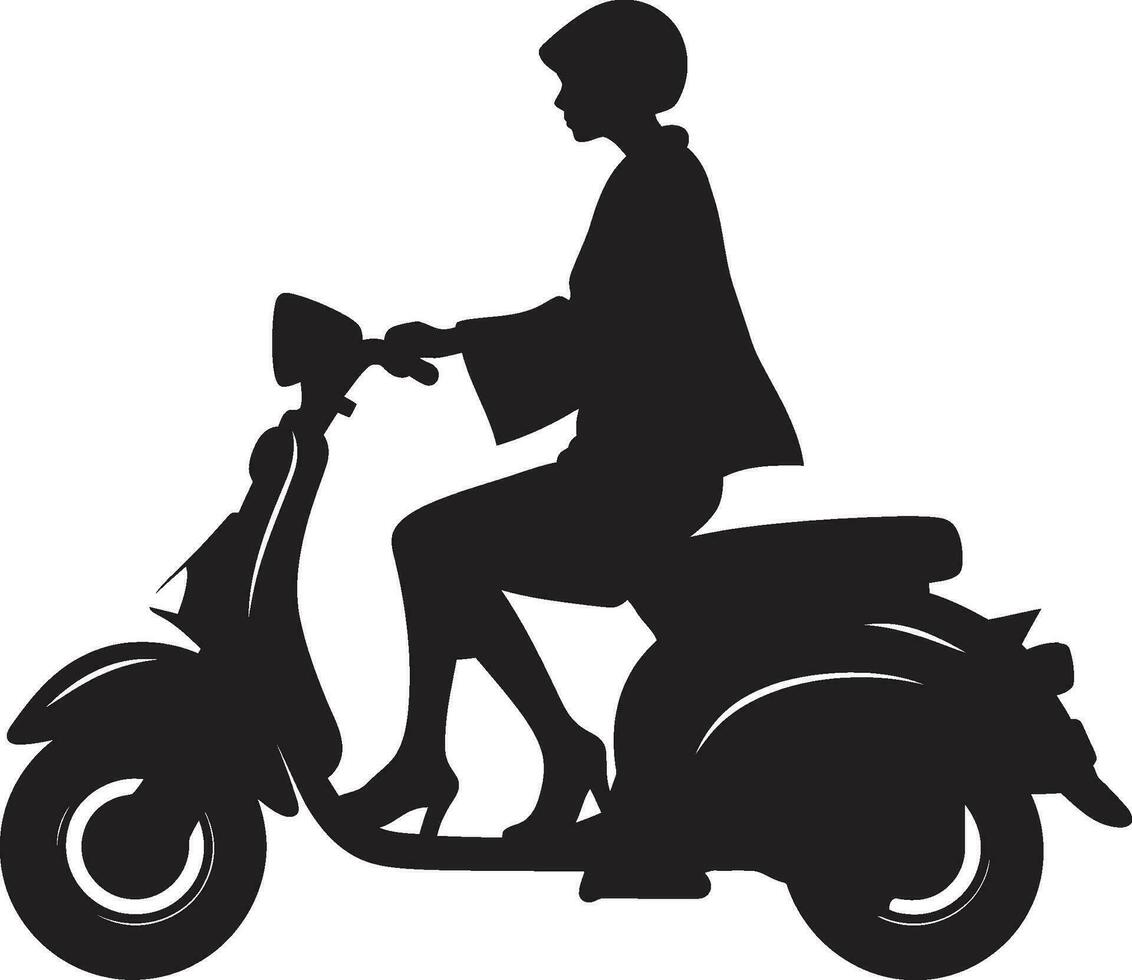 elegant straat spinnen scooter icoon stadsgezicht mode rijden zwart vector logo