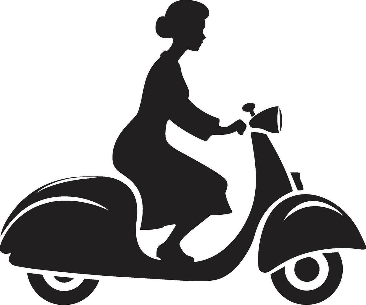 stedelijk mode rijden vrouw vector logo elegant stad reis zwart vector embleem