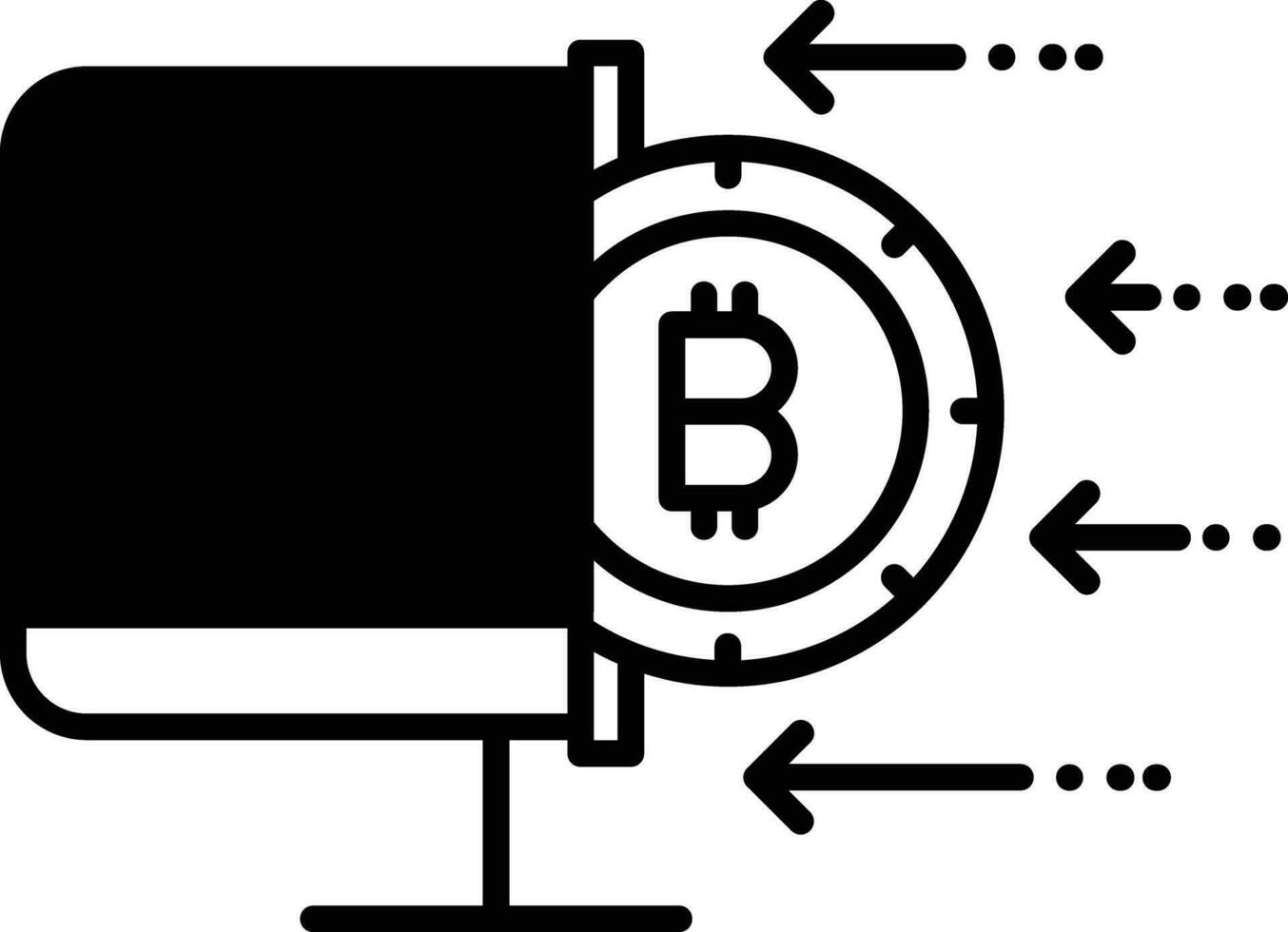 bitcoin computer solide glyph vector illustratie