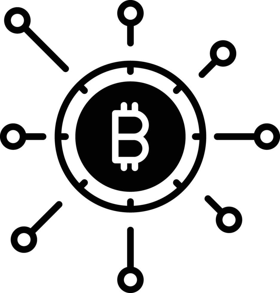 bitcoin netwerk solide glyph vector illustratie