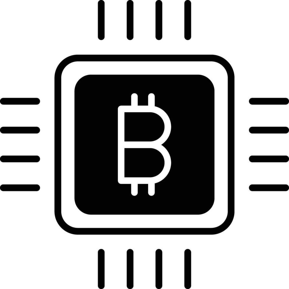 bitcoin spaander solide glyph vector illustratie