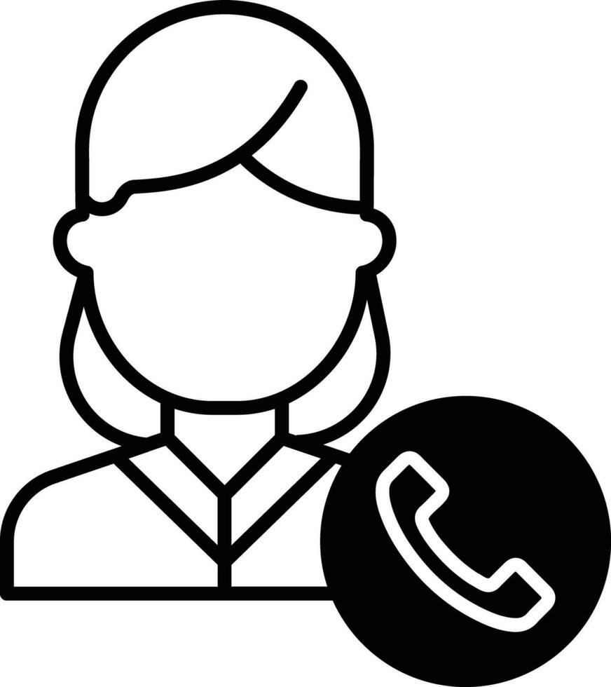 vrouw telefoontje solide glyph vector illustratie