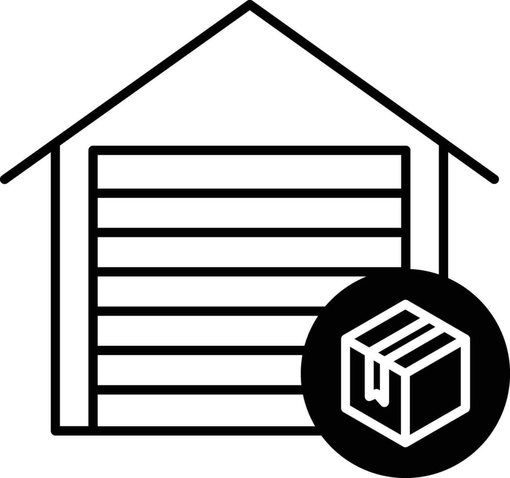 opslagruimte huis solide glyph vector illustratie