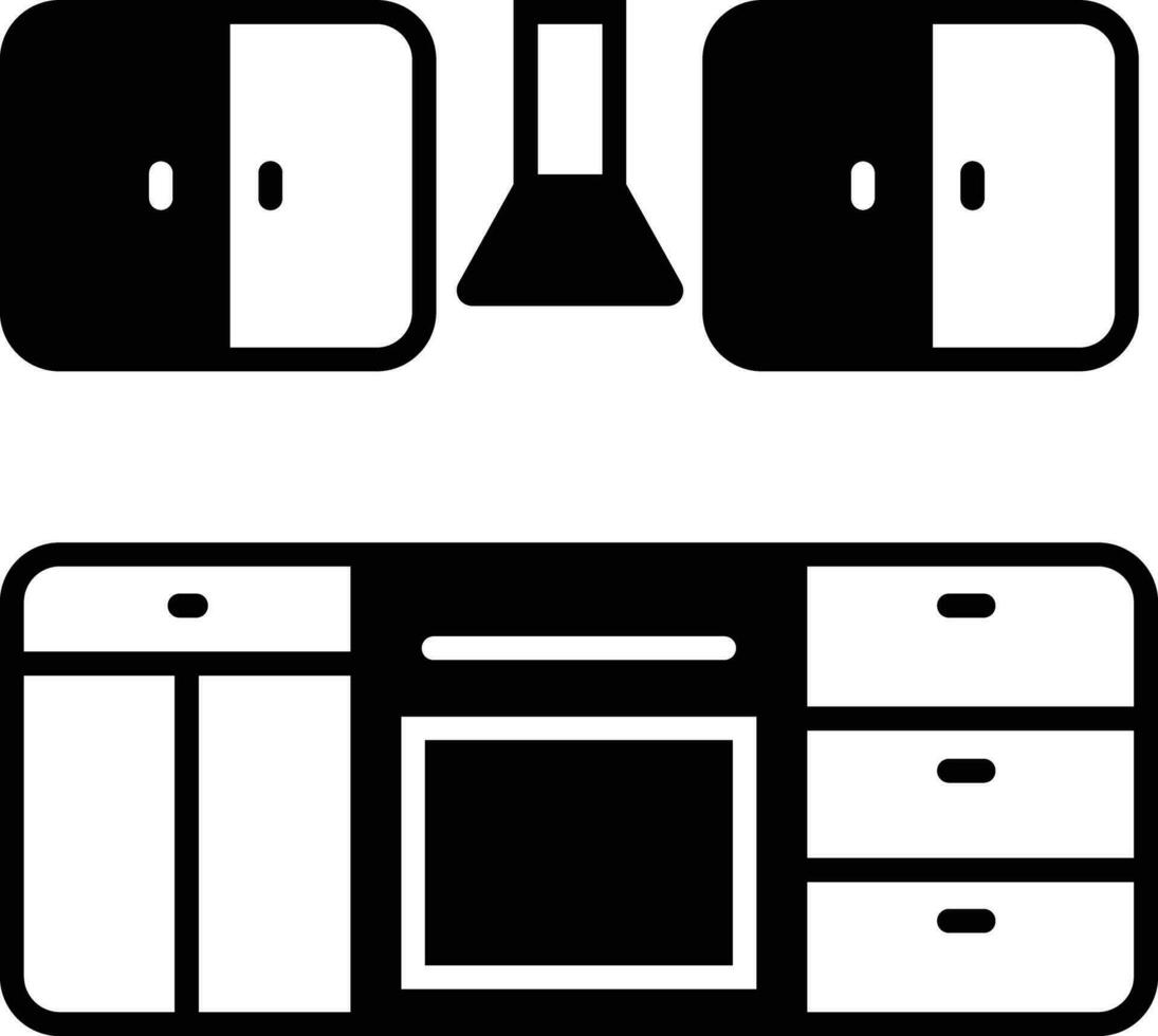 keuken solide glyph vector illustratie