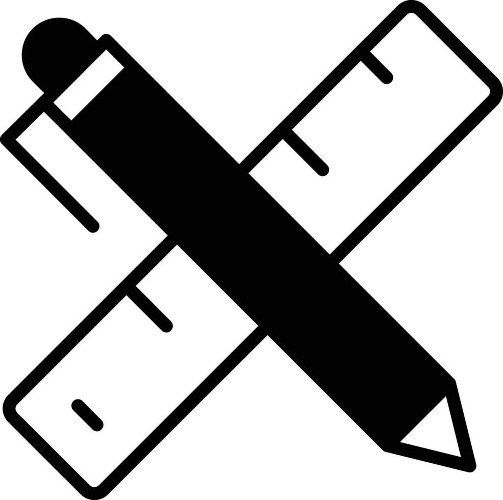 pen en schaal solide glyph vector illustratie