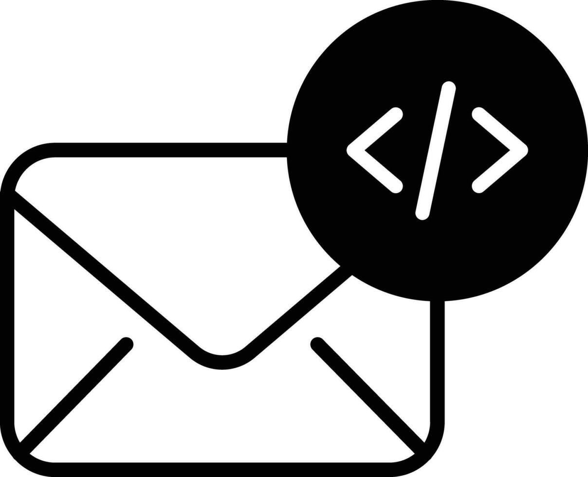 programmering e-mail solide glyph vector illustratie