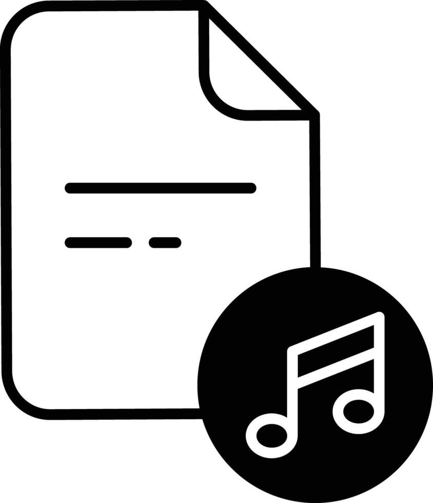 muziek- het dossier solide glyph vector illustratie
