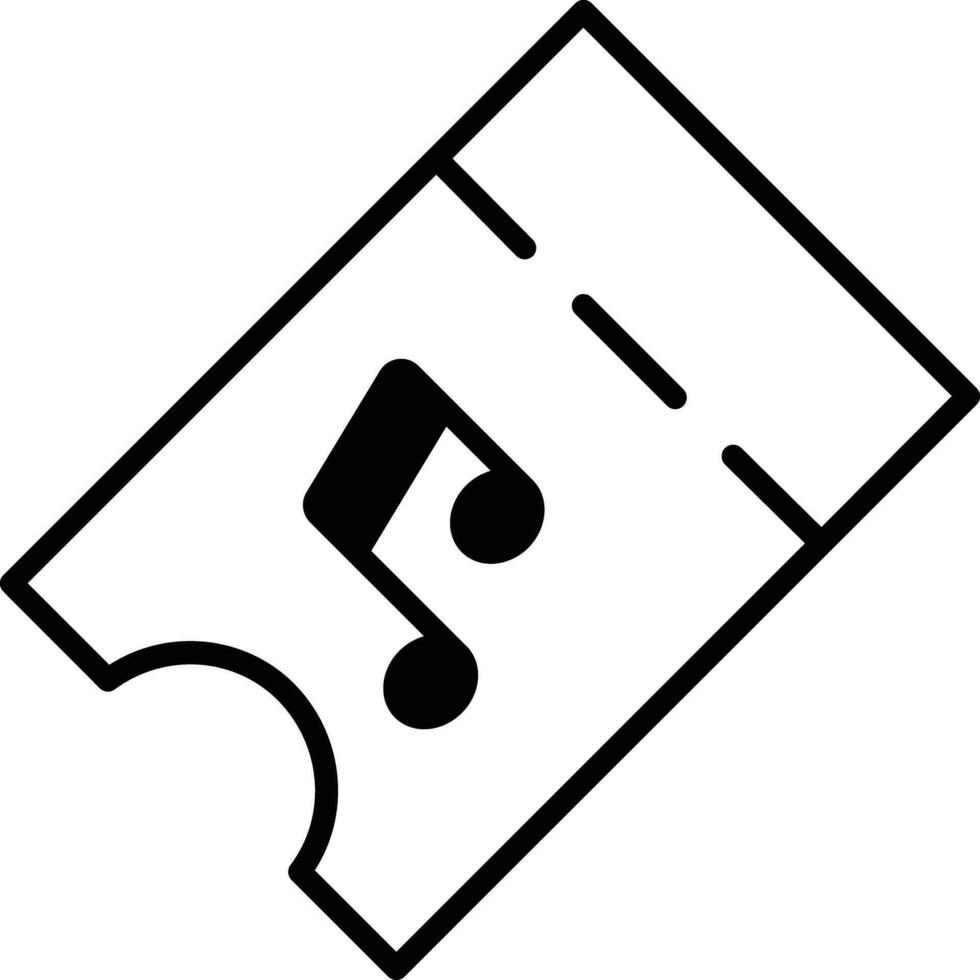 muziek- ticket solide glyph vector illustratie