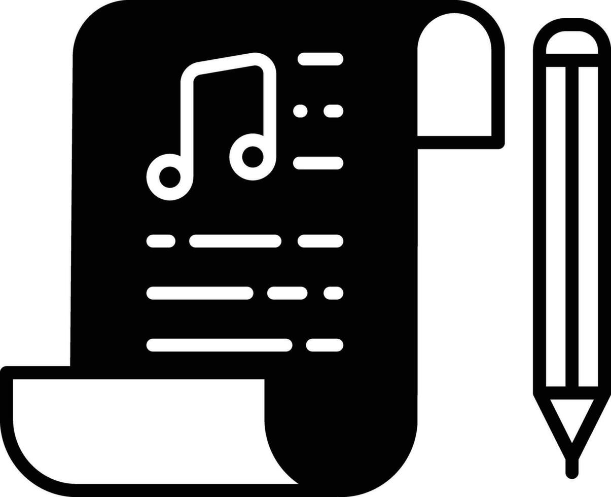 muziek- Notitie stootkussen solide glyph vector illustratie