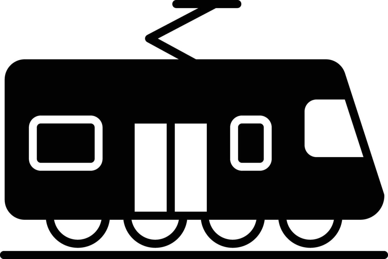 tram solide glyph vector illustratie