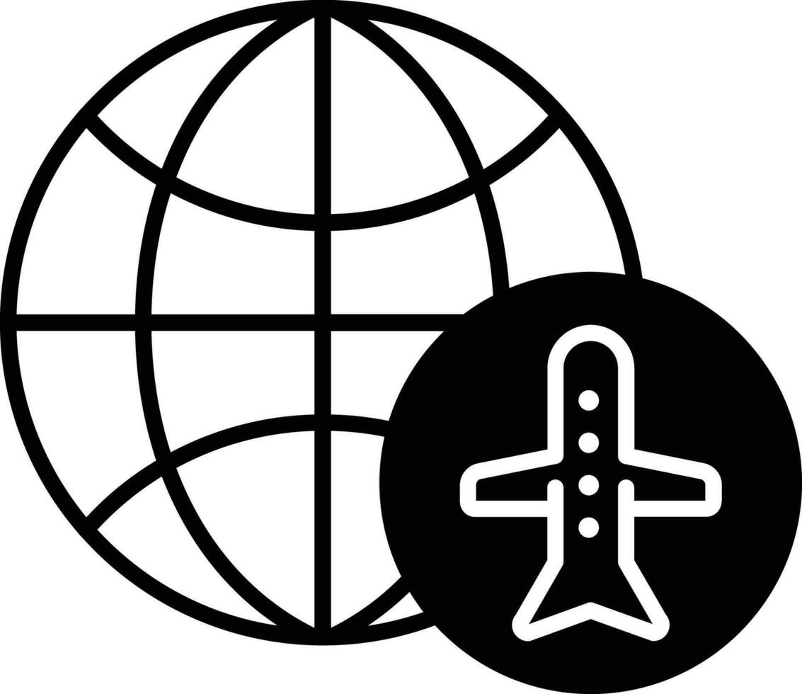 vlucht wereldbol solide glyph vector illustratie