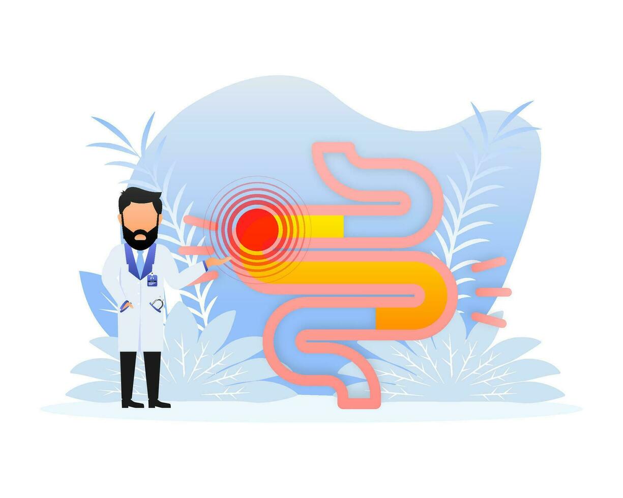 colitis. maag. buik, opgeblazen gevoel. Gezondheid zorg. vector illustratie.