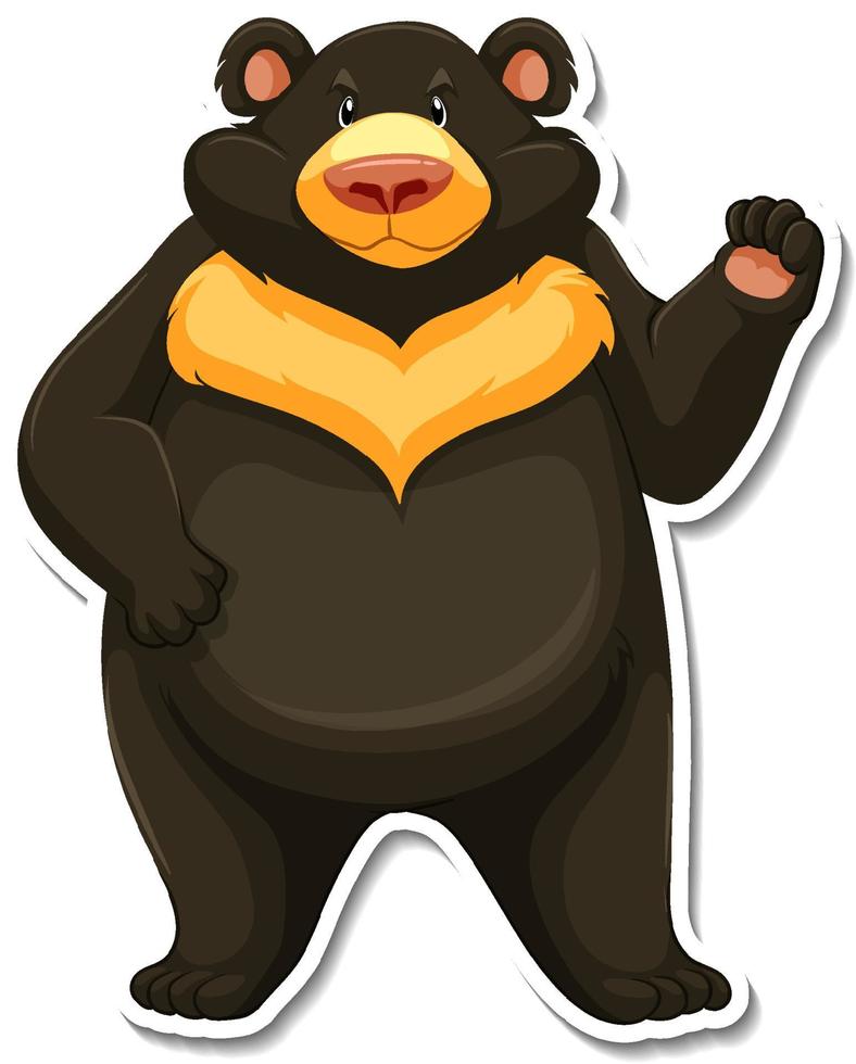 zwarte beer stripfiguur sticker vector