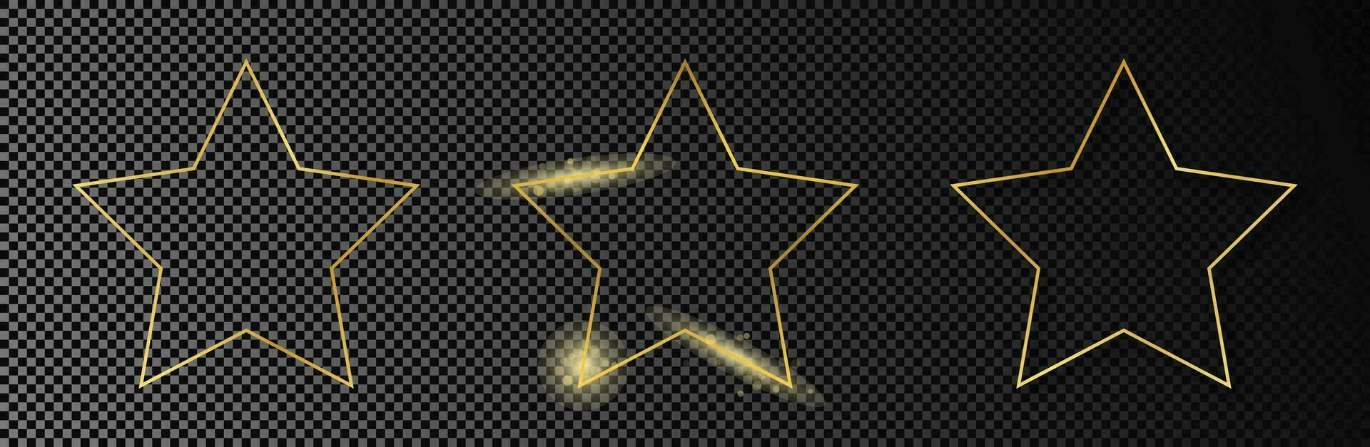 goud gloeiend ster vorm kader vector