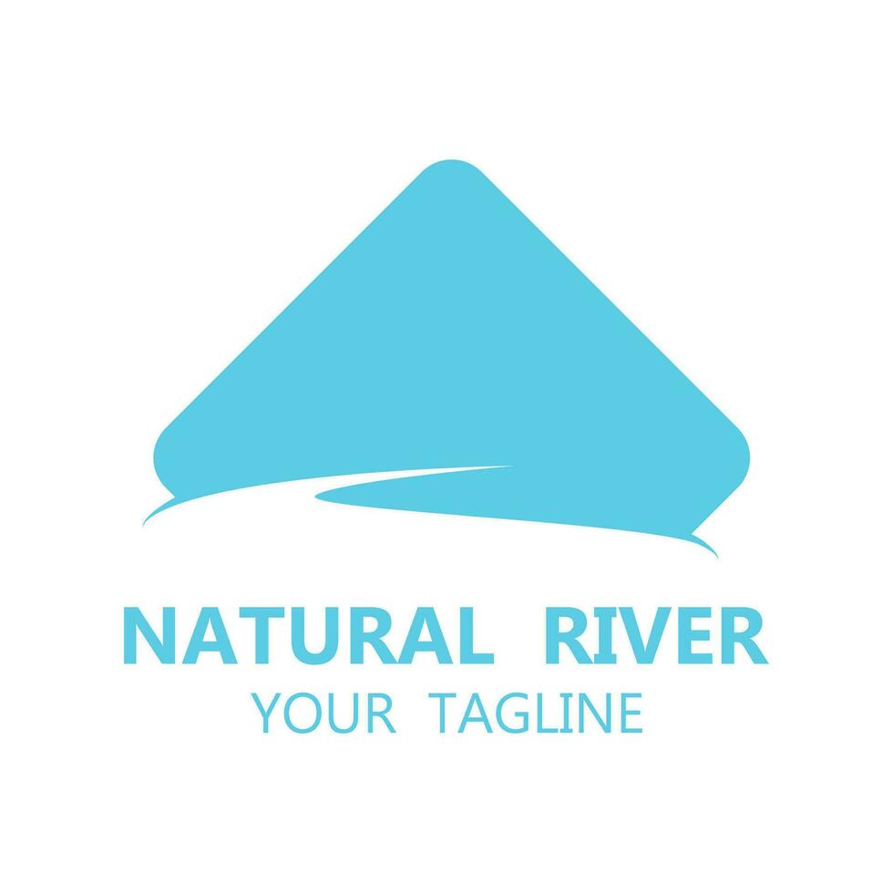 rivier- logo met combinatie van bergen en bouwland met vector concept ontwerp. logo voor veel soort van bedrijf, reizen agentschap en natuur fotograaf