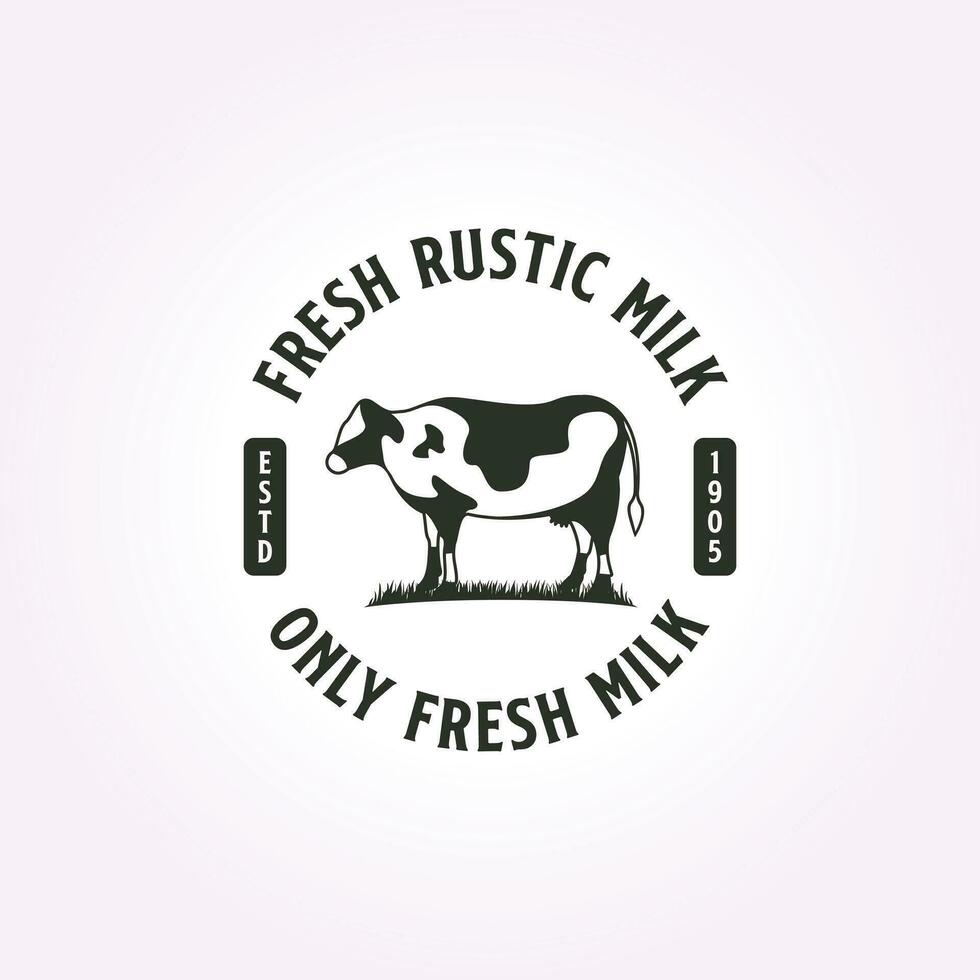 zuivel boerderij vector ontwerp logotype embleem. rustiek melk vlak sjabloon wijnoogst illustratie