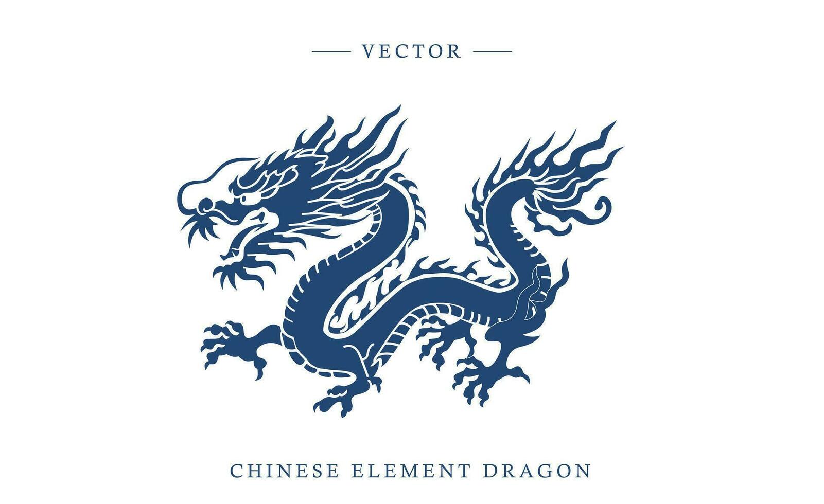 blauw en wit porselein Chinese draak patroon vector