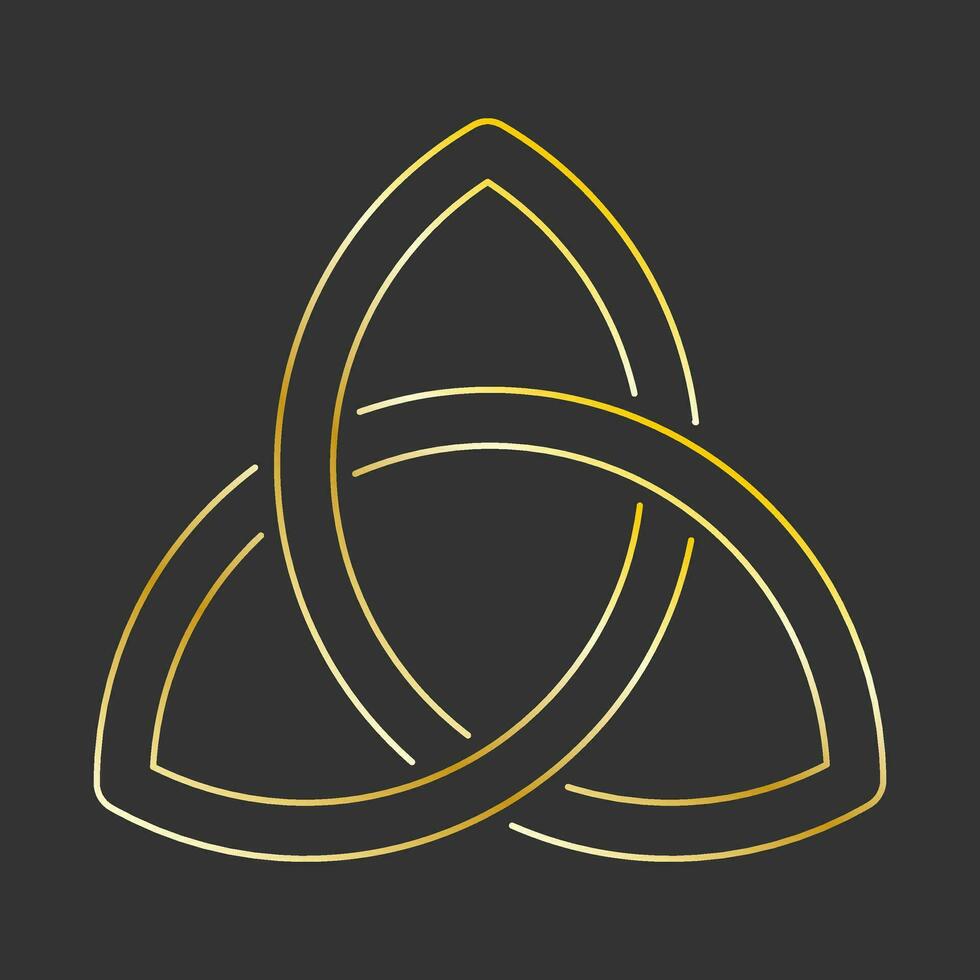 triquetra keltisch knoop schets. gouden teken Aan zwart achtergrond. vector illustartion