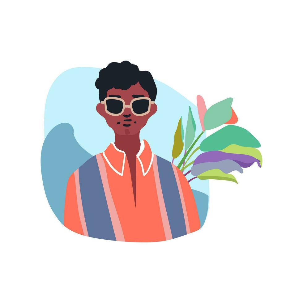 avatar realistisch afro Mens met bril in traditioneel kleren. vector illustratie.