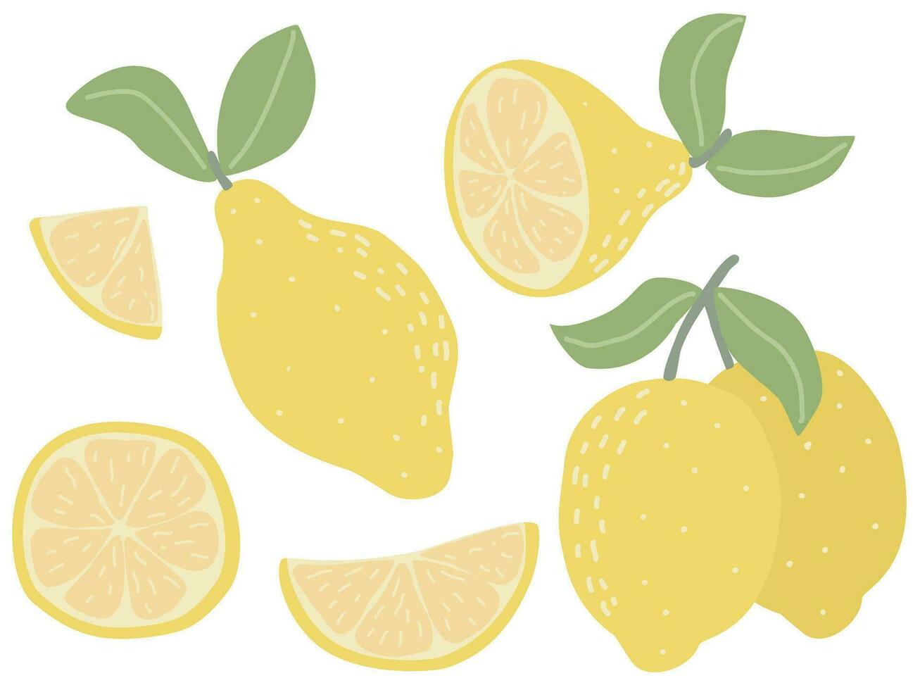 modern reeks van citroenen geïsoleerd Aan wit achtergrond vector
