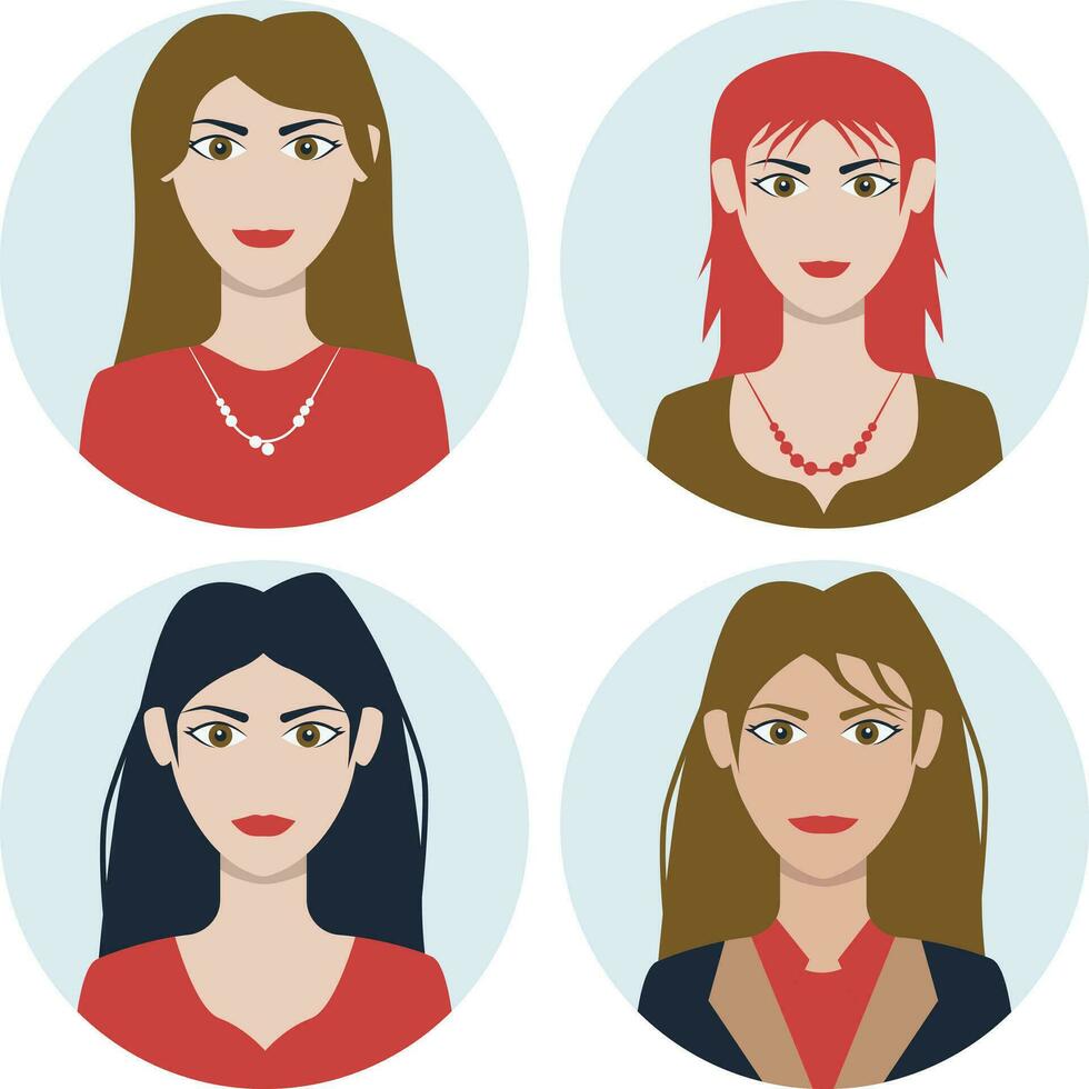 bedrijf vrouw avatar in vlak ontwerp. vector illustratie set.