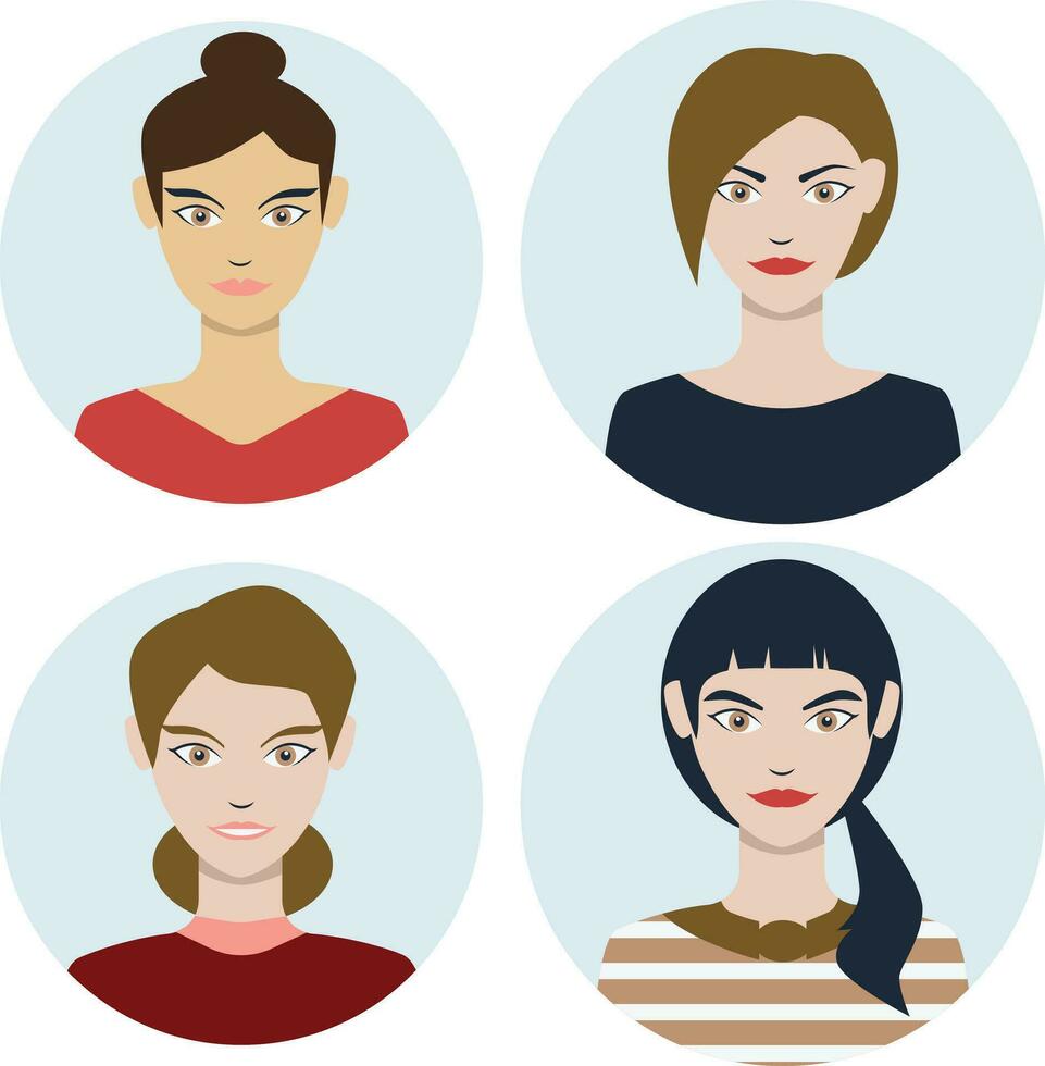 bedrijf vrouw avatar in vlak ontwerp. vector illustratie set.