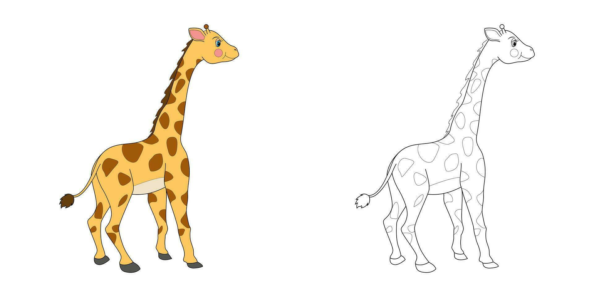 giraffe lijn en kleur illustratie. tekenfilm vector illustratie voor kleur boek.