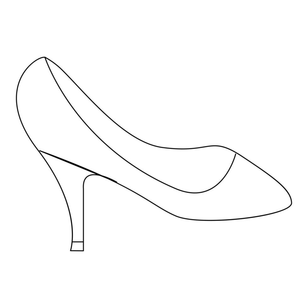 vector hoog hiel- modieus doorlopend lijn kunst tekening vrouwen schoen Aan wit achtergrond