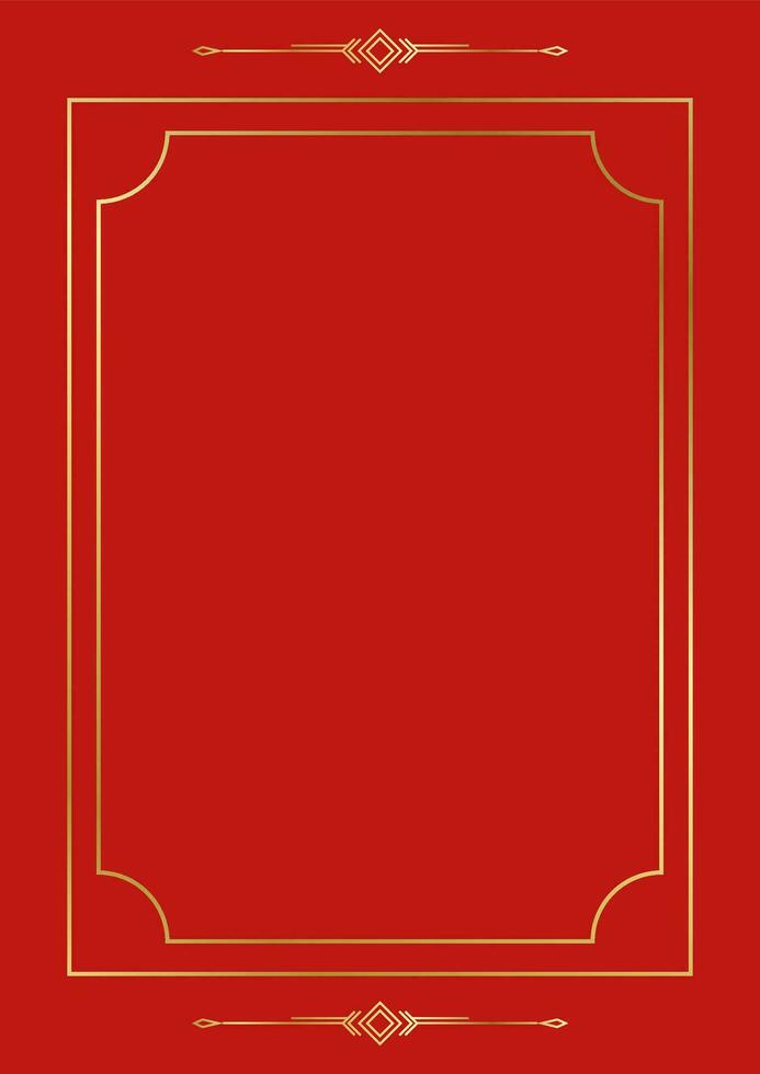 gouden ingelijst lijnen voor kaarten Aan een elegant rood achtergrond. versierd in China vector