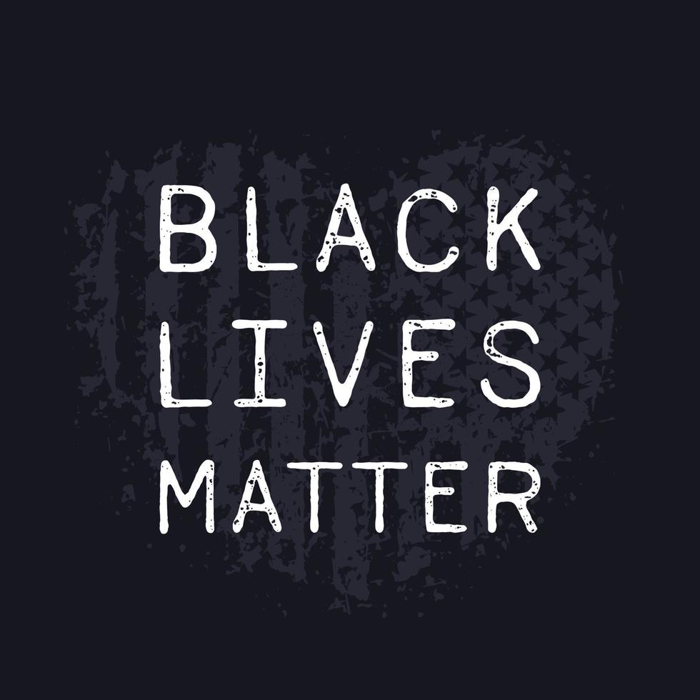 zwarte levens materie poster, grunge hart met Amerikaanse vlag vector