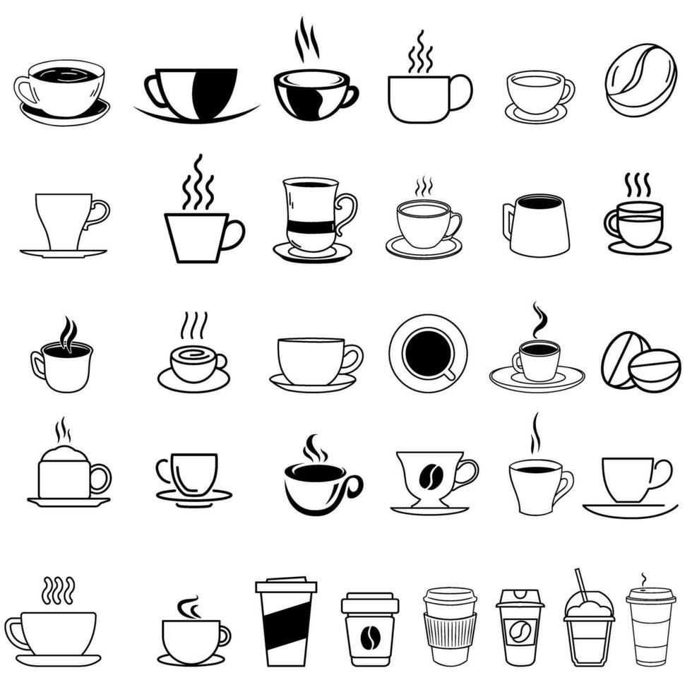 koffie icoon vector set. heet drinken illustratie teken verzameling. koffie huis symbool. koffie machine logo.