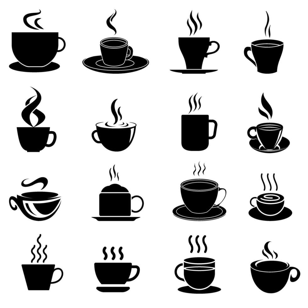 koffie icoon vector set. heet drinken illustratie teken verzameling. koffie huis symbool. koffie machine logo.