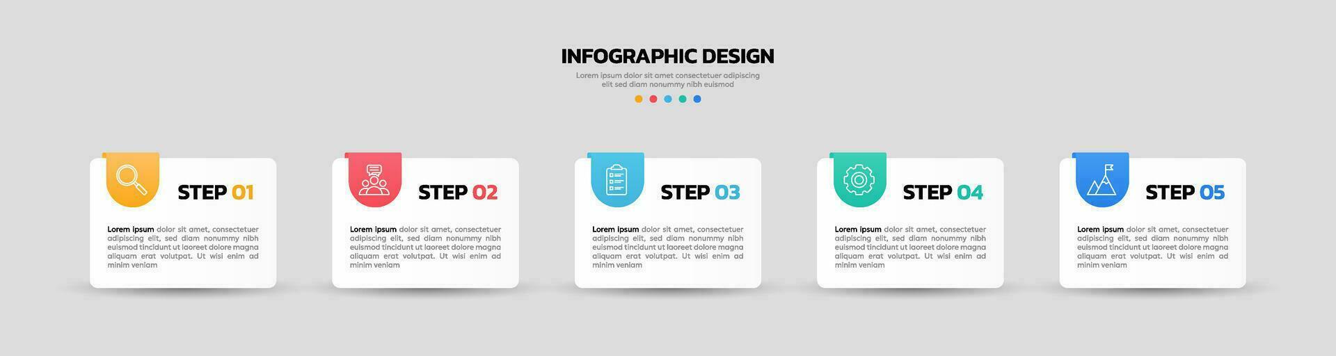 modern bedrijf infographic sjabloon, plein vorm met 5 opties of stappen pictogrammen. vector